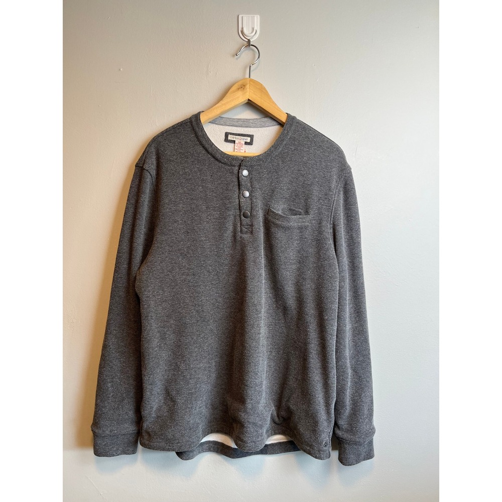 Carbon2Cobalt Henley M‎ Grey Fleece Lined Waffle Knit Gorpcore Rugged Luxury